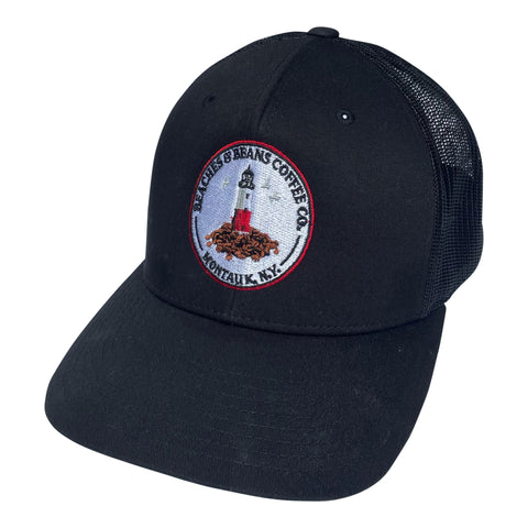 Beaches & Beans Embroidered Logo Trucker Hat - Black